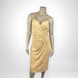 COUNTRY ROAD Large Faux Wrap Velour Sleeveless Dress Spaghetti Strap